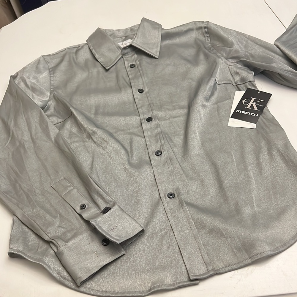 Calvin Klein Button Shimmer Shirt NOS with Tags size Large - Picture 6 of 9